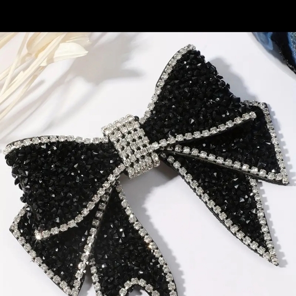 NEW ELEGANT DAZZLING CRYSTAL BOW TIE/NECK TIE - BLACK 3" x 4" - Picture 10 of 11